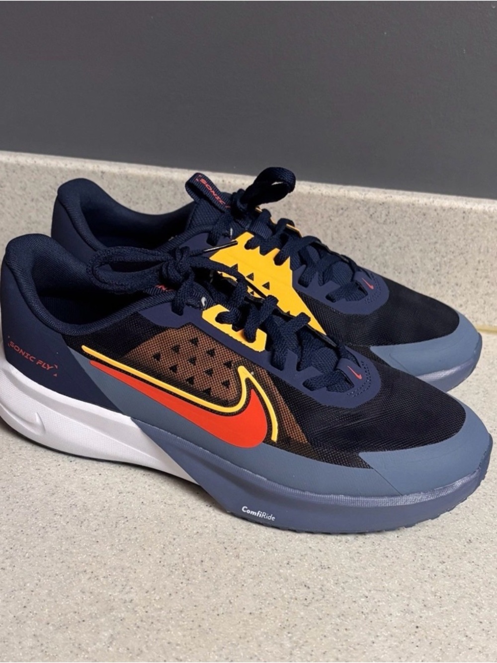 Nike Sonic Fly Big Kids Boys Men’s Navy/Red Running Shoes Sneakers Sz 7 New